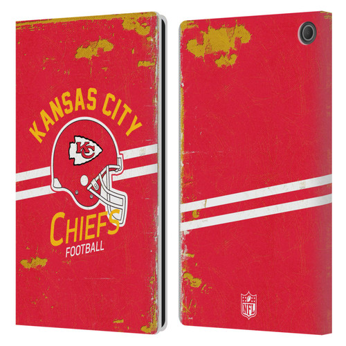 NFL Kansas City Chiefs Logo Art Helmet Distressed Leather Book Wallet Case Cover For Amazon Fire Max 11 2023