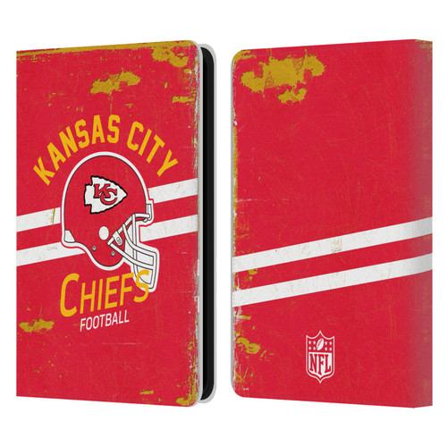 NFL Kansas City Chiefs Logo Art Helmet Distressed Leather Book Wallet Case Cover For Amazon Kindle 11th Gen 6in 2022