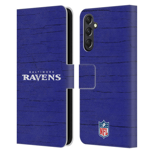 NFL Baltimore Ravens Logo Distressed Look Leather Book Wallet Case Cover For Samsung Galaxy A24 4G / M34 5G