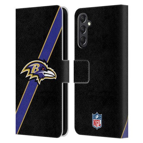 NFL Baltimore Ravens Logo Stripes Leather Book Wallet Case Cover For Samsung Galaxy A24 4G / M34 5G