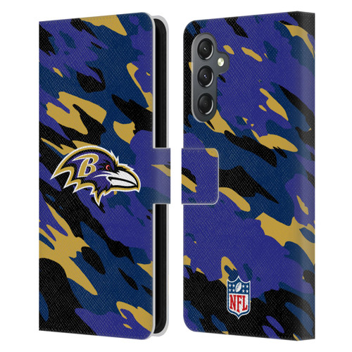 NFL Baltimore Ravens Logo Camou Leather Book Wallet Case Cover For Samsung Galaxy A25 5G