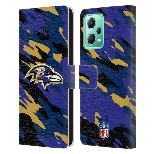 NFL Baltimore Ravens Logo Camou Leather Book Wallet Case Cover For Xiaomi Redmi Note 12 5G