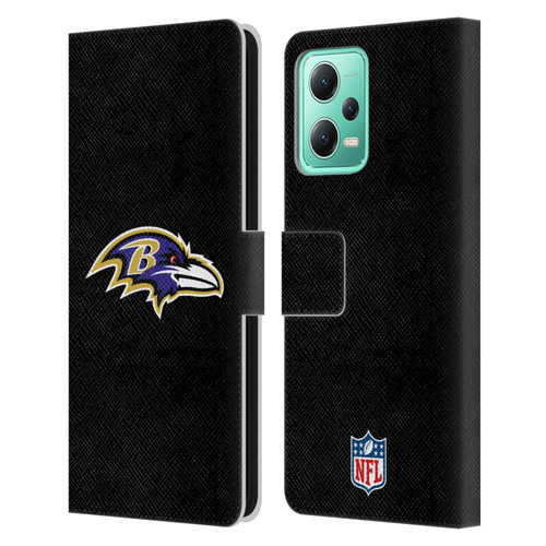 NFL Baltimore Ravens Logo Plain Leather Book Wallet Case Cover For Xiaomi Redmi Note 12 5G