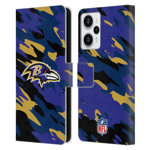 NFL Baltimore Ravens Logo Camou Leather Book Wallet Case Cover For Xiaomi Redmi Note 12T