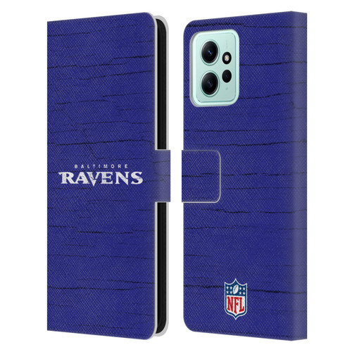 NFL Baltimore Ravens Logo Distressed Look Leather Book Wallet Case Cover For Xiaomi Redmi 12