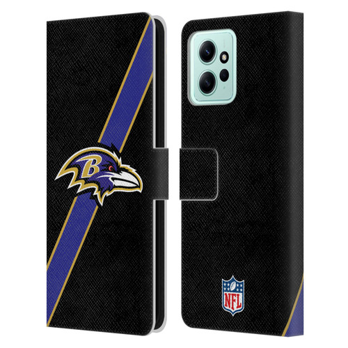 NFL Baltimore Ravens Logo Stripes Leather Book Wallet Case Cover For Xiaomi Redmi 12