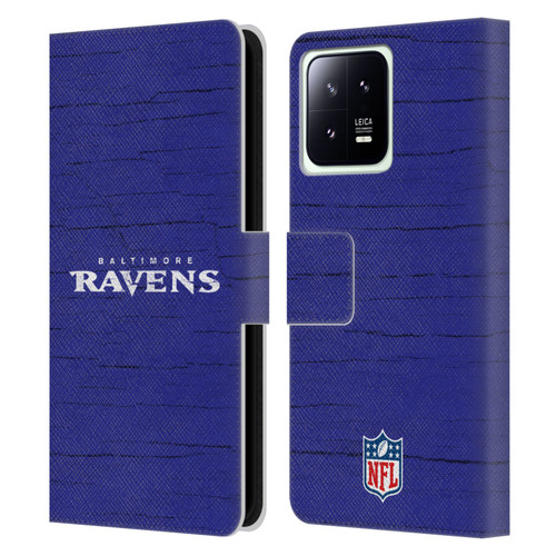 NFL Baltimore Ravens Logo Distressed Look Leather Book Wallet Case Cover For Xiaomi 13 5G