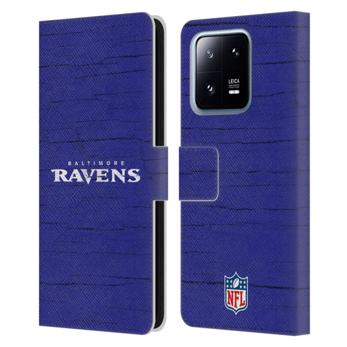 NFL Baltimore Ravens Logo Distressed Look Leather Book Wallet Case Cover For Xiaomi 13 Pro 5G