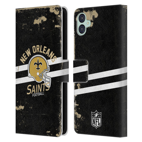 NFL New Orleans Saints Logo Art Helmet Distressed Leather Book Wallet Case Cover For Samsung Galaxy M04 5G / A04e