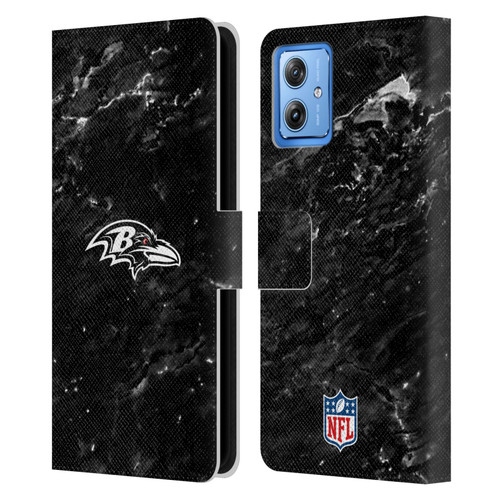NFL Baltimore Ravens Artwork Marble Leather Book Wallet Case Cover For Motorola Moto G54 5G