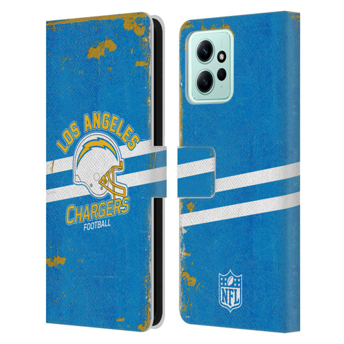 NFL Los Angeles Chargers Logo Art Helmet Distressed Leather Book Wallet Case Cover For Xiaomi Redmi 12
