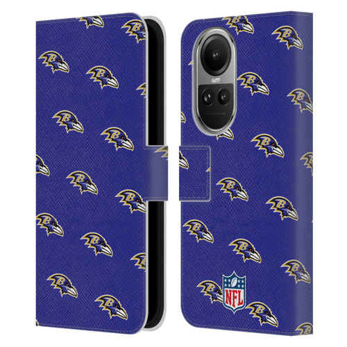 NFL Baltimore Ravens Artwork Patterns Leather Book Wallet Case Cover For OPPO Reno10 5G / Reno10 Pro 5G