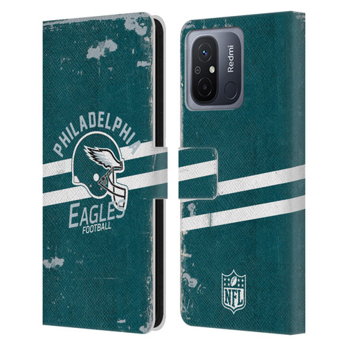 NFL Philadelphia Eagles Logo Art Helmet Distressed Leather Book Wallet Case Cover For Xiaomi Redmi 12C