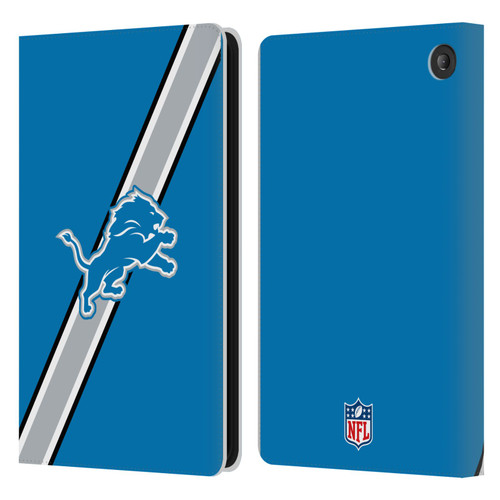 NFL Detroit Lions Logo Stripes Leather Book Wallet Case Cover For Amazon Fire 7 2022