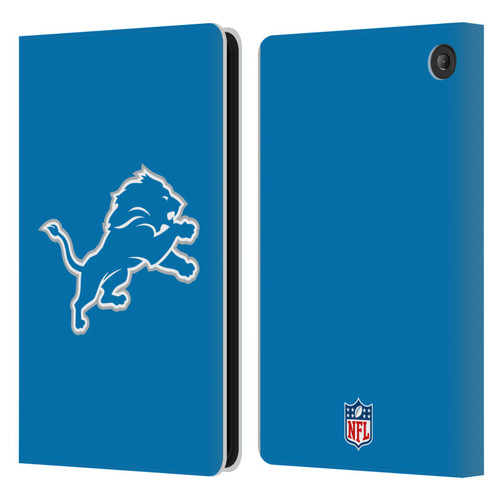 NFL Detroit Lions Logo Plain Leather Book Wallet Case Cover For Amazon Fire 7 2022