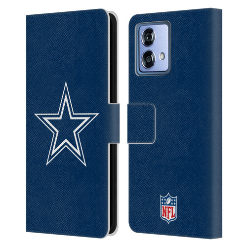 NFL Dallas Cowboys Logo Plain Leather Book Wallet Case Cover For Motorola Moto G84 5G