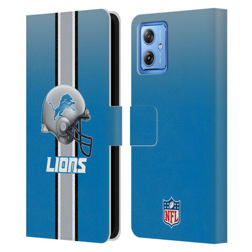 NFL Detroit Lions Logo Helmet Leather Book Wallet Case Cover For Motorola Moto G54 5G