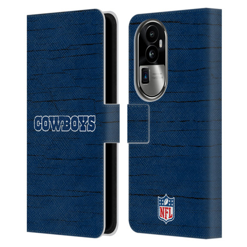 NFL Dallas Cowboys Logo Distressed Look Leather Book Wallet Case Cover For OPPO Reno10 Pro+