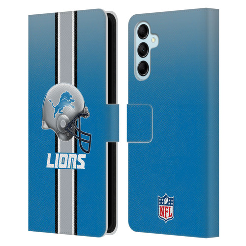 NFL Detroit Lions Logo Helmet Leather Book Wallet Case Cover For Samsung Galaxy M14 5G
