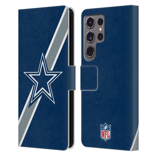NFL Dallas Cowboys Logo Stripes Leather Book Wallet Case Cover For Samsung Galaxy S24 Ultra 5G