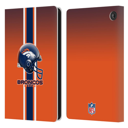 NFL Denver Broncos Logo Helmet Leather Book Wallet Case Cover For Amazon Fire 7 2022