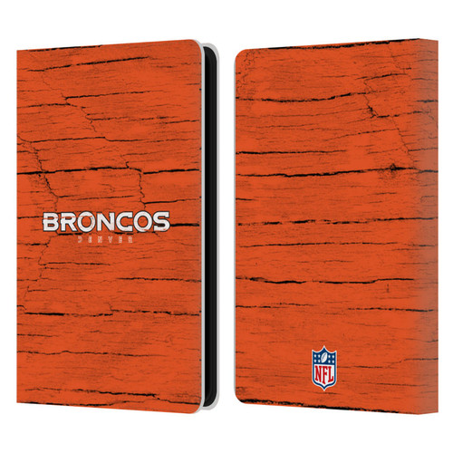 NFL Denver Broncos Logo Distressed Look Leather Book Wallet Case Cover For Amazon Kindle Paperwhite 5 (2021)