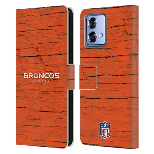NFL Denver Broncos Logo Distressed Look Leather Book Wallet Case Cover For Motorola Moto G84 5G