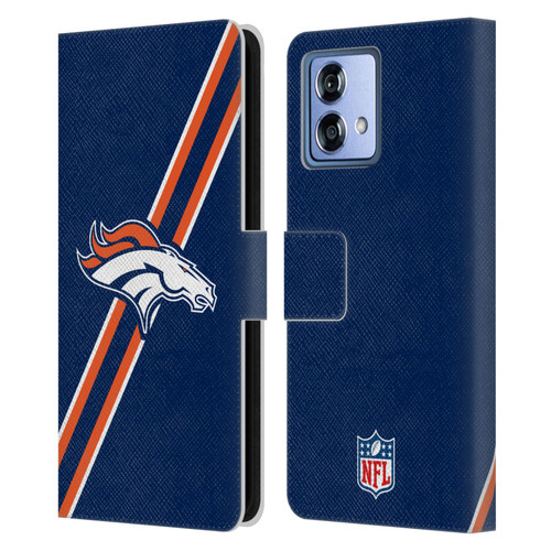 NFL Denver Broncos Logo Stripes Leather Book Wallet Case Cover For Motorola Moto G84 5G