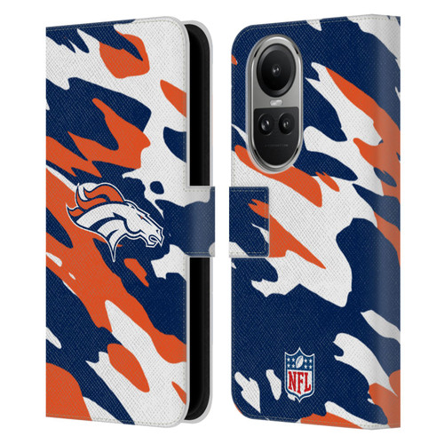 NFL Denver Broncos Logo Camou Leather Book Wallet Case Cover For OPPO Reno10 5G / Reno10 Pro 5G