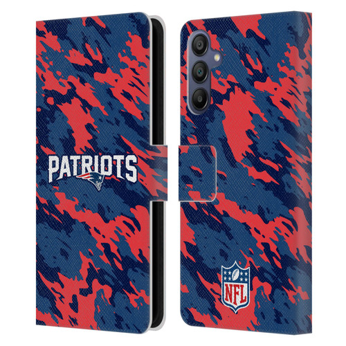 NFL New England Patriots Logo Camou Leather Book Wallet Case Cover For Samsung Galaxy A15