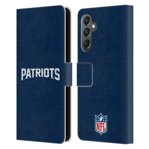 NFL New England Patriots Logo Distressed Look Leather Book Wallet Case Cover For Samsung Galaxy A25 5G