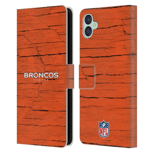 NFL Denver Broncos Logo Distressed Look Leather Book Wallet Case Cover For Samsung Galaxy M04 5G / A04e