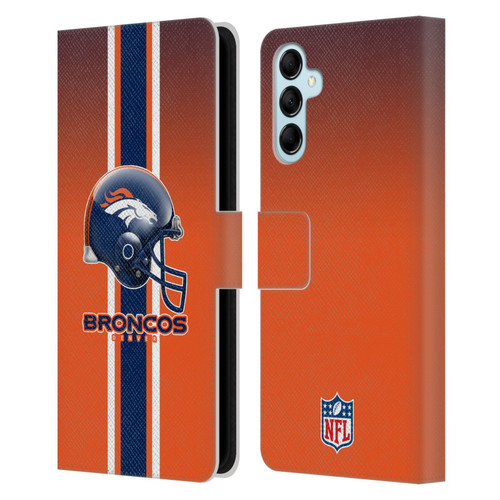 NFL Denver Broncos Logo Helmet Leather Book Wallet Case Cover For Samsung Galaxy M14 5G