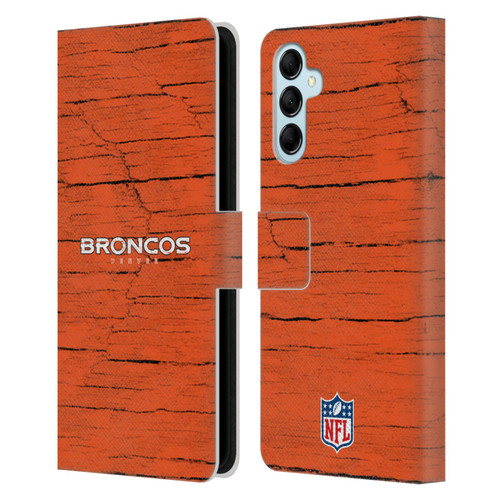 NFL Denver Broncos Logo Distressed Look Leather Book Wallet Case Cover For Samsung Galaxy M14 5G