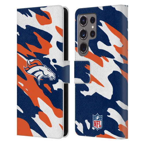 NFL Denver Broncos Logo Camou Leather Book Wallet Case Cover For Samsung Galaxy S24 Ultra 5G