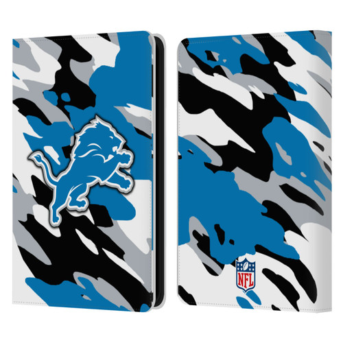 NFL Detroit Lions Logo Camou Leather Book Wallet Case Cover For Amazon Kindle 11th Gen 6in 2022