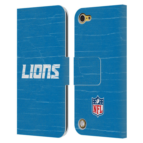 NFL Detroit Lions Logo Distressed Look Leather Book Wallet Case Cover For Apple iPod Touch 5G 5th Gen