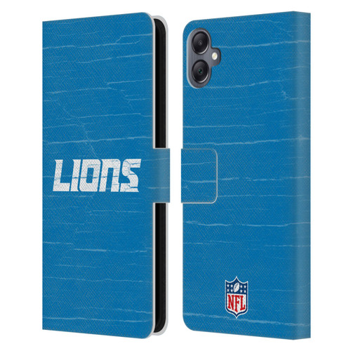NFL Detroit Lions Logo Distressed Look Leather Book Wallet Case Cover For Samsung Galaxy A05