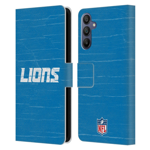 NFL Detroit Lions Logo Distressed Look Leather Book Wallet Case Cover For Samsung Galaxy A15