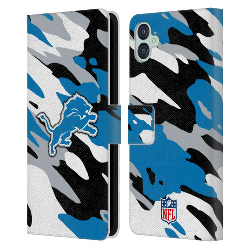 NFL Detroit Lions Logo Camou Leather Book Wallet Case Cover For Samsung Galaxy M04 5G / A04e