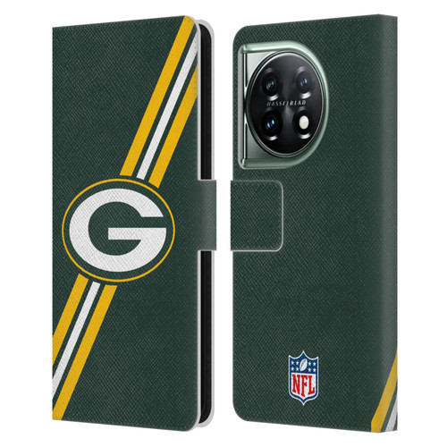 NFL Green Bay Packers Logo Stripes Leather Book Wallet Case Cover For OnePlus 11 5G