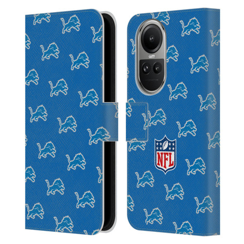 NFL Detroit Lions Artwork Patterns Leather Book Wallet Case Cover For OPPO Reno10 5G / Reno10 Pro 5G