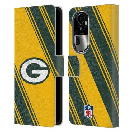 NFL Green Bay Packers Artwork Stripes Leather Book Wallet Case Cover For OPPO Reno10 Pro+