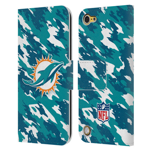 NFL Miami Dolphins Logo Camou Leather Book Wallet Case Cover For Apple iPod Touch 5G 5th Gen