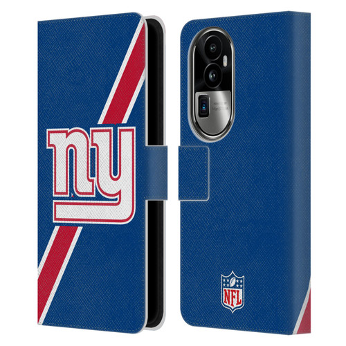 NFL New York Giants Logo Stripes Leather Book Wallet Case Cover For OPPO Reno10 Pro+