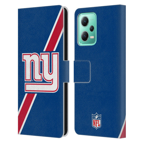 NFL New York Giants Logo Stripes Leather Book Wallet Case Cover For Xiaomi Redmi Note 12 5G