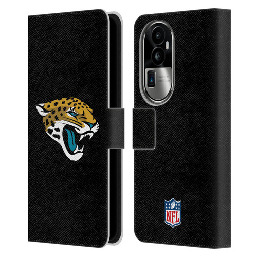 NFL Jacksonville Jaguars Logo Plain Leather Book Wallet Case Cover For OPPO Reno10 Pro+