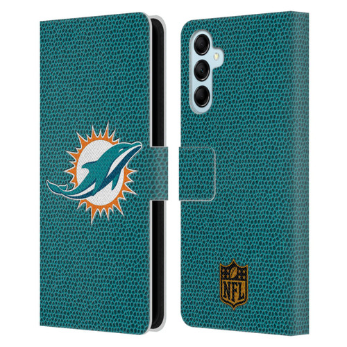 NFL Miami Dolphins Logo Football Leather Book Wallet Case Cover For Samsung Galaxy M14 5G