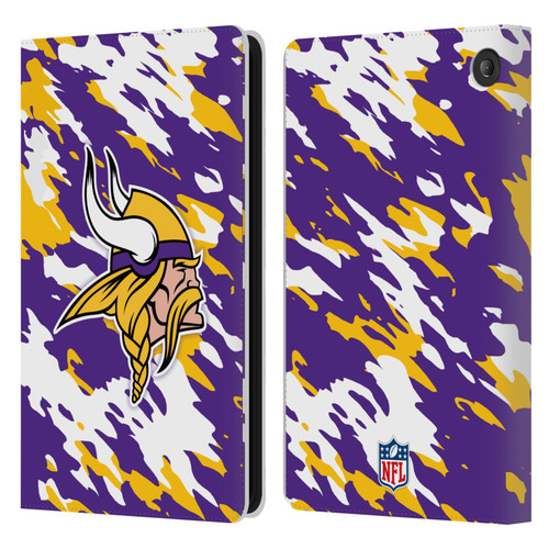 NFL Minnesota Vikings Logo Camou Leather Book Wallet Case Cover For Amazon Fire 7 2022