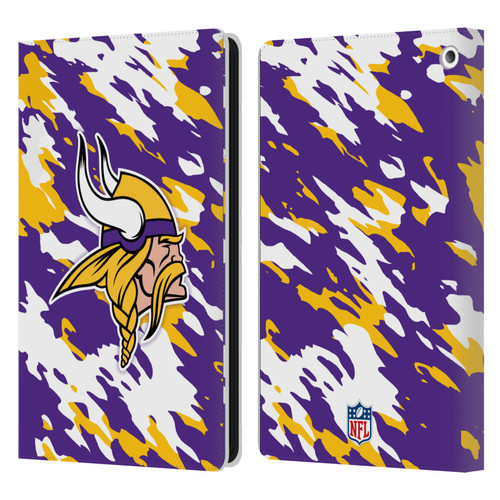NFL Minnesota Vikings Logo Camou Leather Book Wallet Case Cover For Amazon Fire HD 8/Fire HD 8 Plus 2020